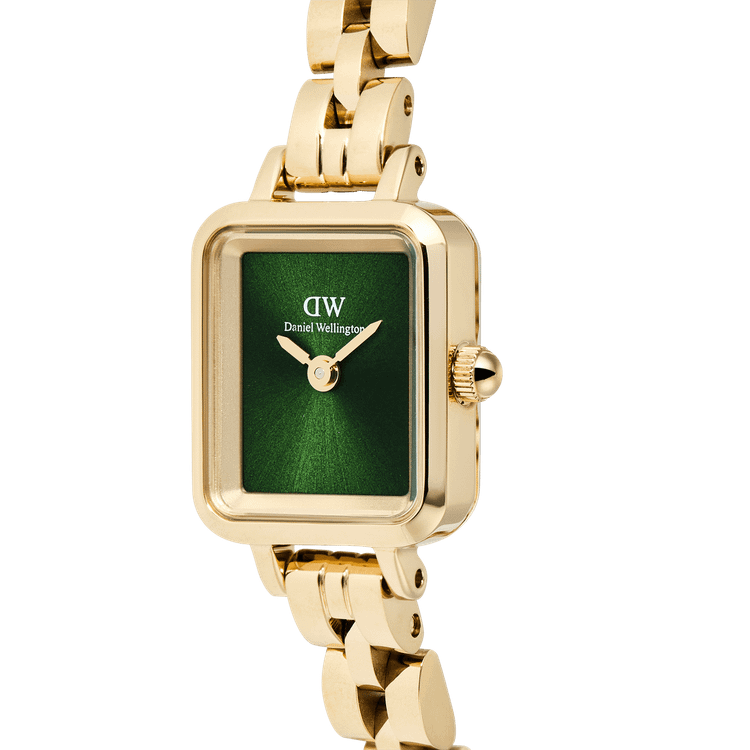 ساعت دنیل ولینگتون مدل Quadro Mini Arch Emerald Sunray - طلایی صفحه سبز (زنانه)
